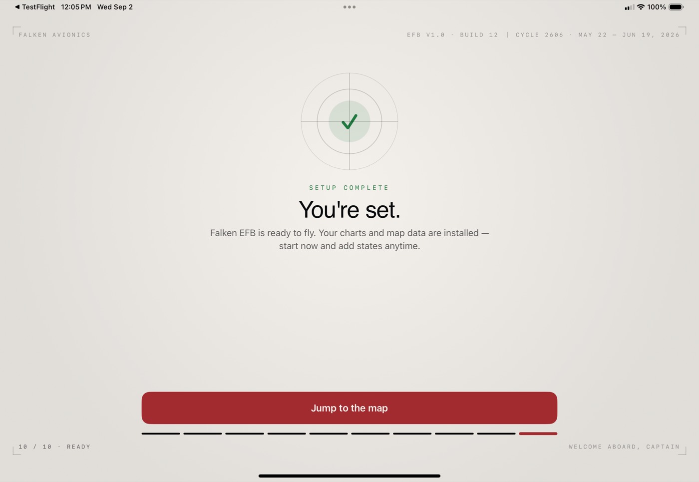 Setup complete screen