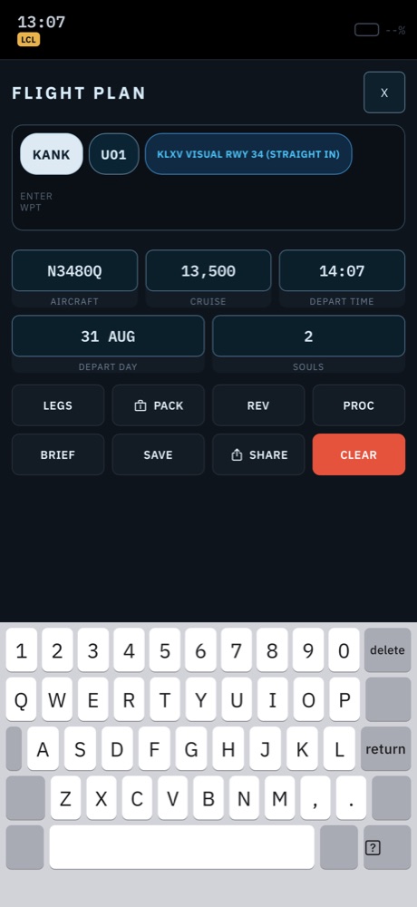 Flight plan editor